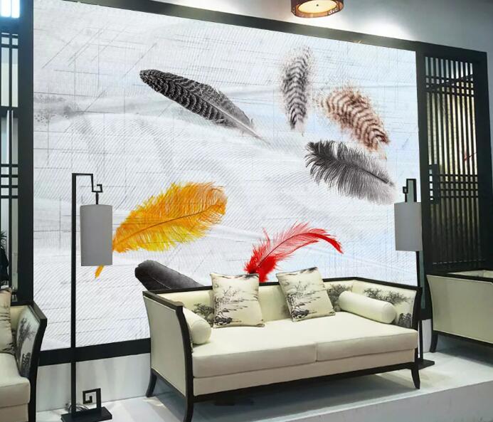 3D Colored Feather WG910 Wall Murals