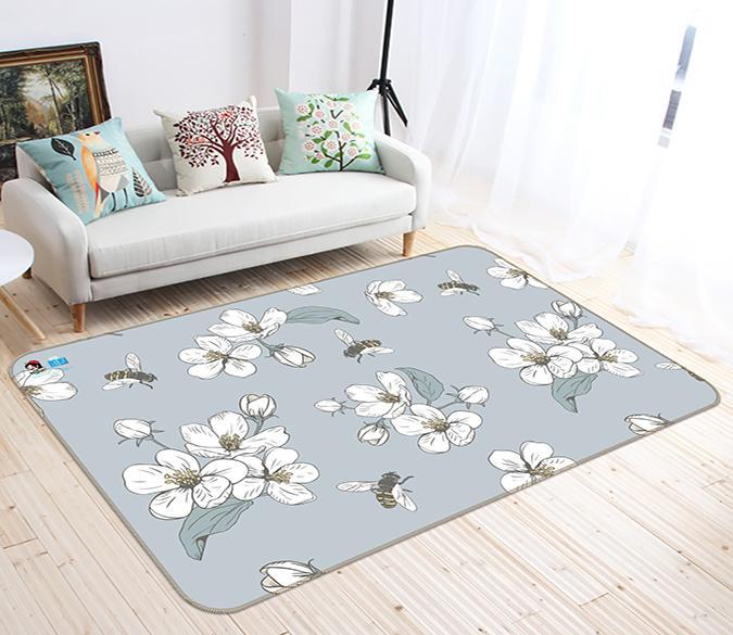 3D Flower Bee 143 Non Slip Rug Mat Mat AJ Creativity Home 