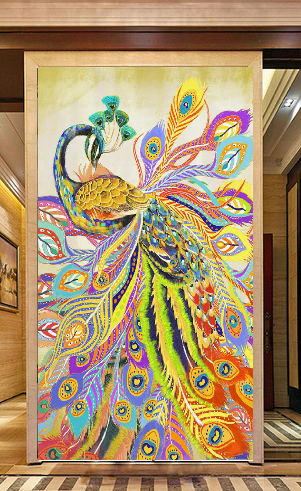 3D Painted Peacock WG126 Wall Murals
