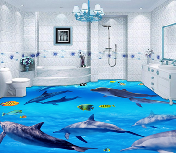 3D Group Of Dolphins 336 Floor Mural Wallpaper AJ Wallpaper 2 