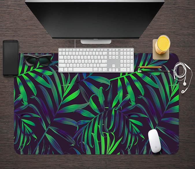 3D Green Leaf 161 Desk Mat Mat AJ Creativity Home 