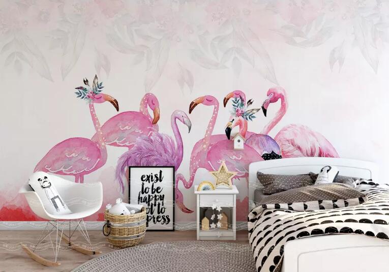 3D Painted Flamingo WG764 Wall Murals