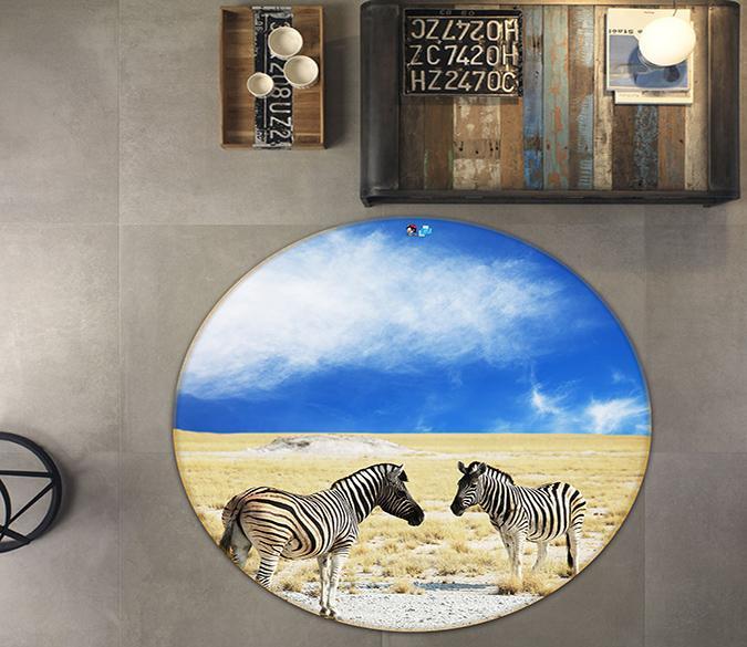3D Zebra Hay 373 Round Non Slip Rug Mat Mat AJ Creativity Home 