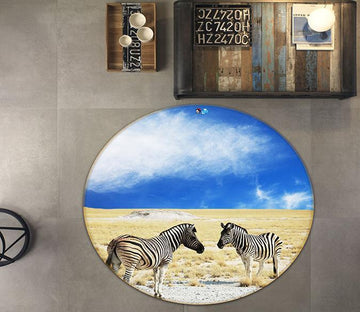 3D Zebra Hay 373 Round Non Slip Rug Mat Mat AJ Creativity Home 