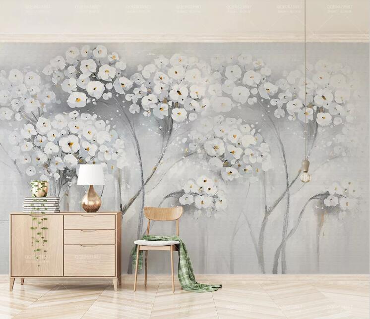 3D White Flowers 304 Wall Murals Wallpaper AJ Wallpaper 2 