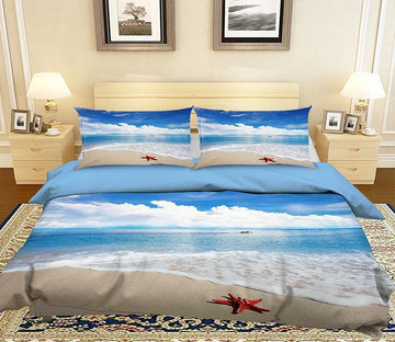3D Beach Red Starfish 220 Bed Pillowcases Quilt Wallpaper AJ Wallpaper 
