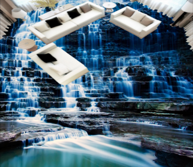 3D Cliff Falls 364 Floor Mural Wallpaper AJ Wallpaper 2 