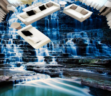3D Cliff Falls 364 Floor Mural Wallpaper AJ Wallpaper 2 