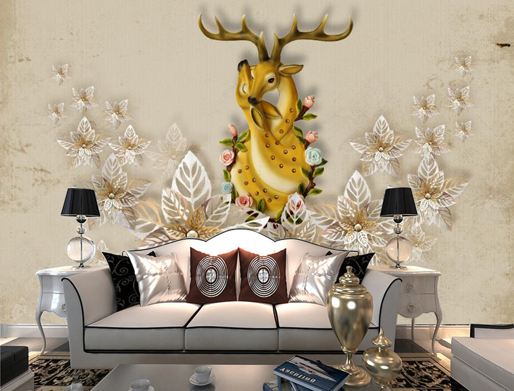 3D Yellow Deer WG324 Wall Murals