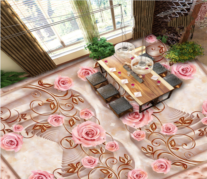3D Flower 014 Floor Mural Wallpaper AJ Wallpaper 2 