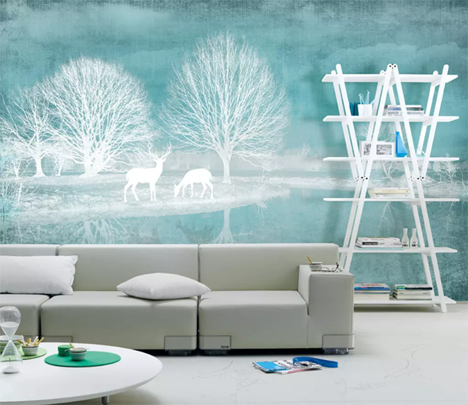 3D River Deer Eating 1410 Wallpaper AJ Wallpaper 2 