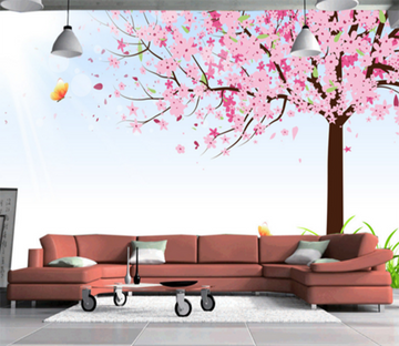 3D Peach Tree Butterfly 146 Wallpaper AJ Wallpaper 