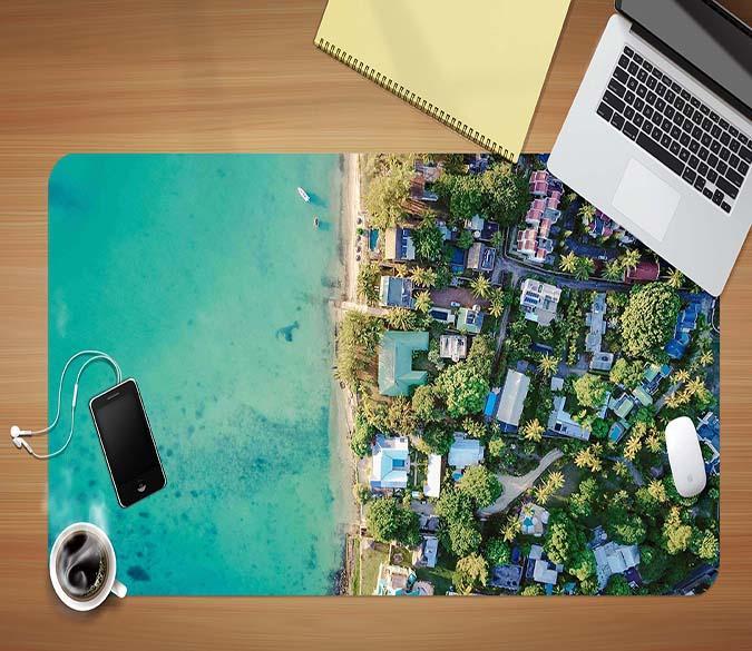 3D Sea Town 123 Desk Mat Mat AJ Creativity Home 