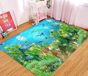 3D Seaweed Jellyfish 578 Non Slip Rug Mat Mat AJ Creativity Home 
