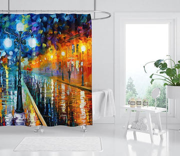 3D Oil Painting Intersection 116 Shower Curtain 3D Shower Curtain AJ Creativity Home 