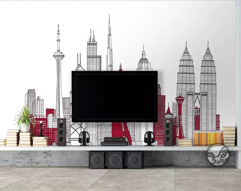 3D Sketch Building WG608 Wall Murals