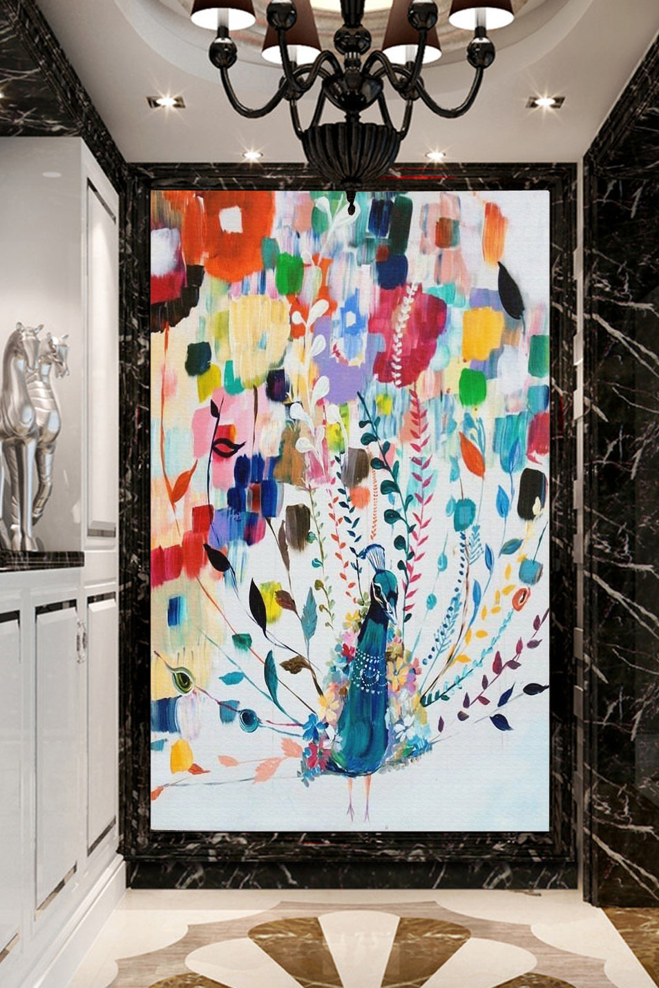 3D Colored Peacock WG100 Wall Murals