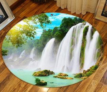 3D White Waterfall 072 Round Non Slip Rug Mat Mat AJ Creativity Home 
