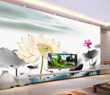 3D Lotus Leaf 293 Wallpaper AJ Wallpaper 