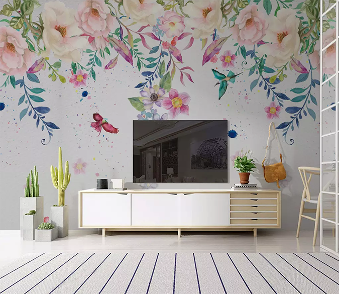 3D Vine Flower Butterfly 224 Wallpaper AJ Wallpaper 2 