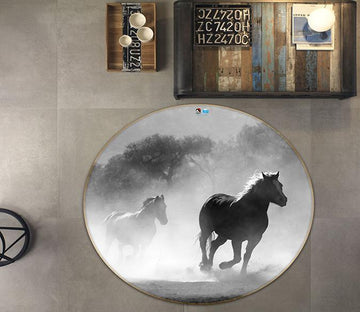 3D Horse Group Run 235 Round Non Slip Rug Mat Mat AJ Creativity Home 