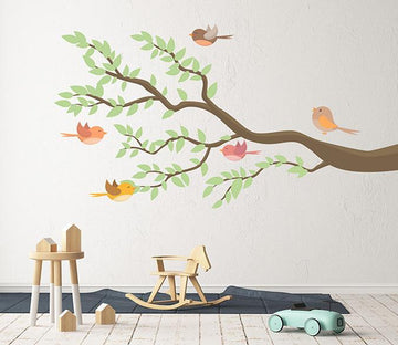 3D Leaf Fat Bird 092 Wall Stickers Wallpaper AJ Wallpaper 