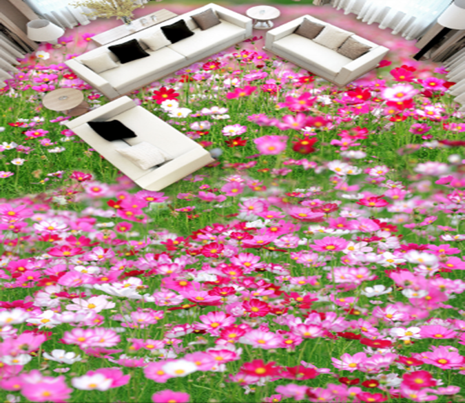 3D Flower Everywhere 007 Floor Mural Wallpaper AJ Wallpaper 2 