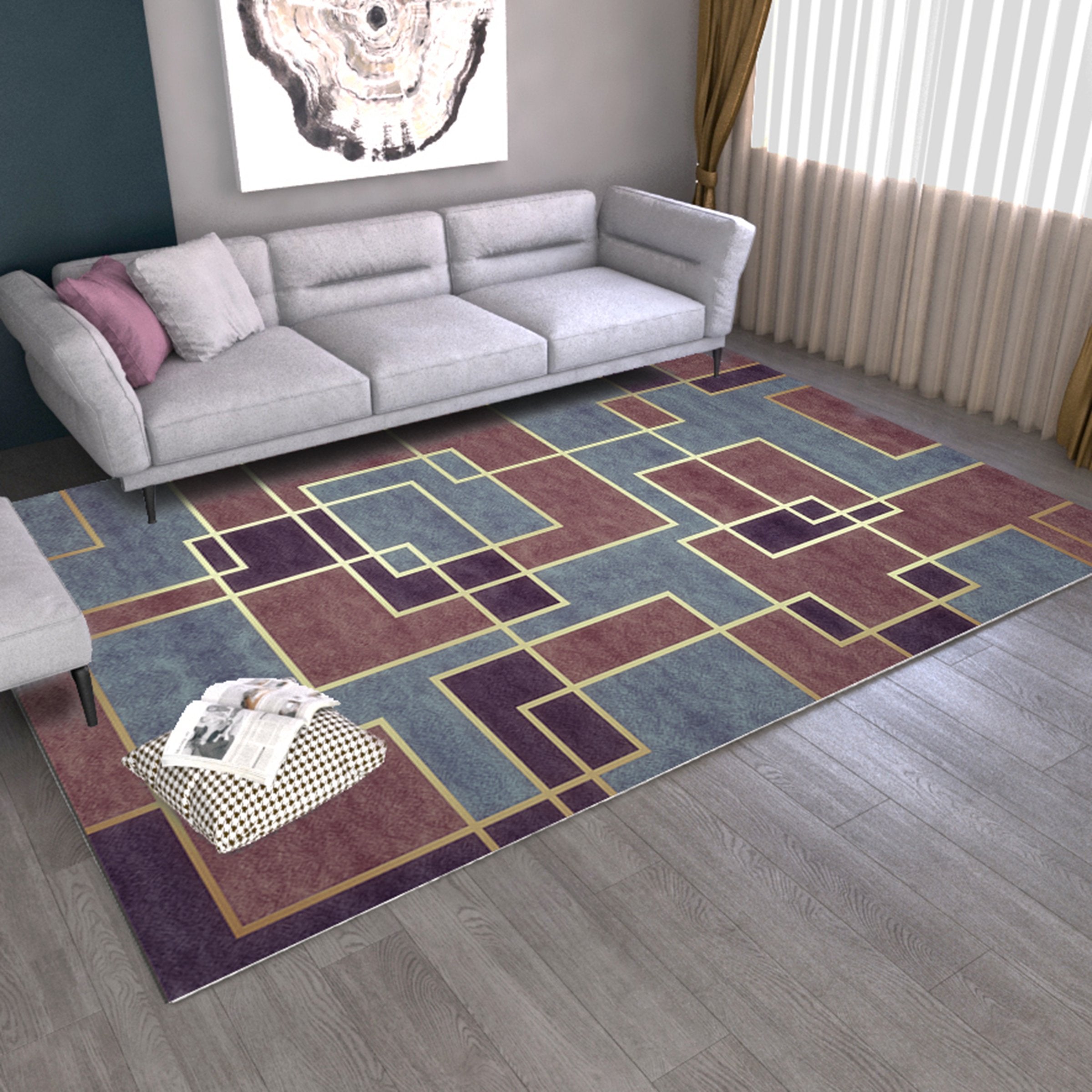 3D Colored Geometric Pattern WG442 Non Slip Rug Mat Mat AJ Creativity Home 