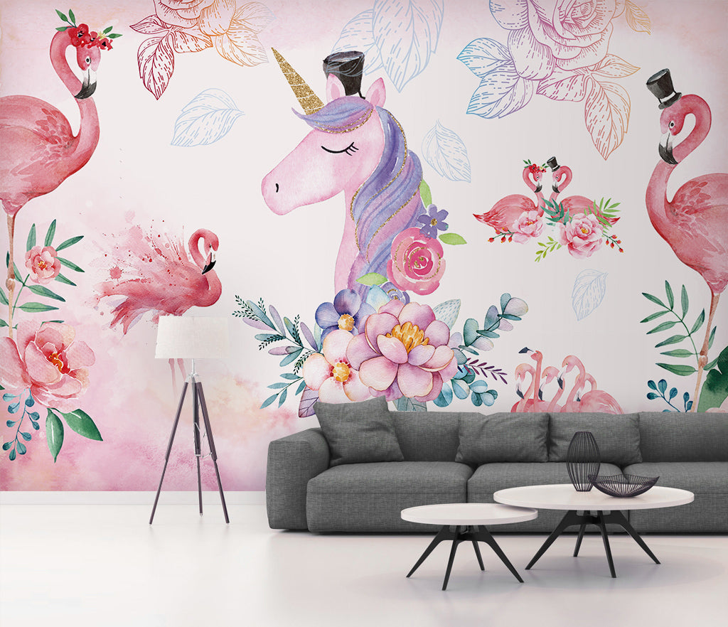 3D Pink Unicorn WG358 Wall Murals