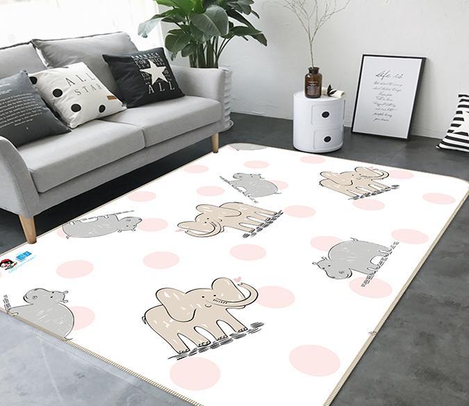 3D Elephant Pattern 121 Non Slip Rug Mat Mat AJ Creativity Home 