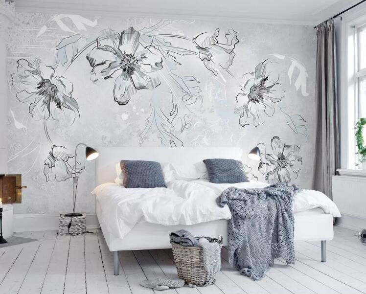 3D Sketch Flower WG558 Wall Murals
