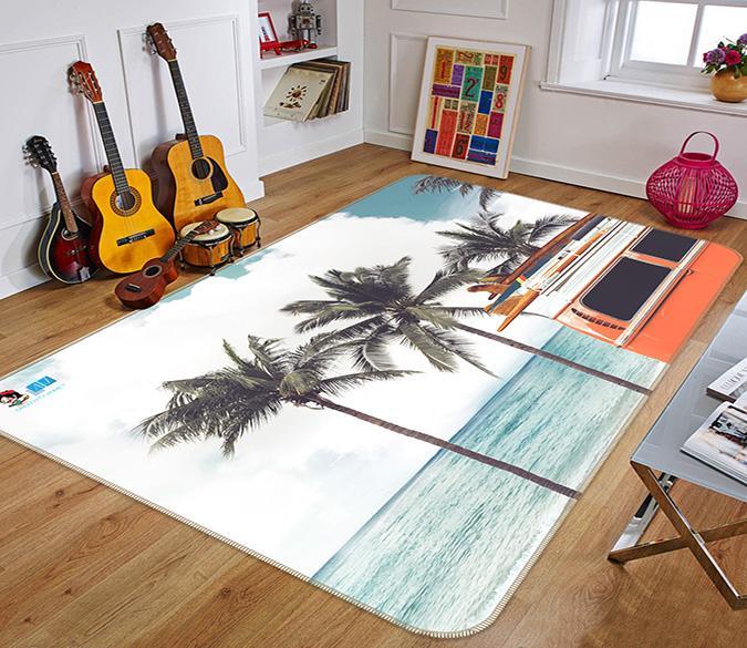 3D Coconut Tree Car 113 Non Slip Rug Mat Mat AJ Creativity Home 