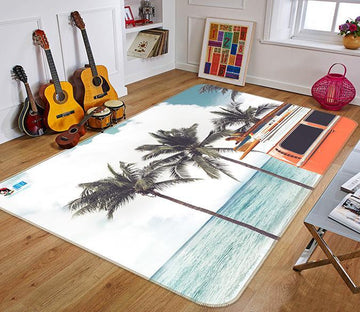 3D Coconut Tree Car 113 Non Slip Rug Mat Mat AJ Creativity Home 