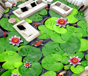 3D Big Lotus Leaf 074 Floor Mural Wallpaper AJ Wallpaper 2 
