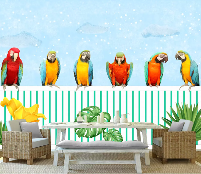 3D Leisurely Parrot 1401 Wallpaper AJ Wallpaper 2 