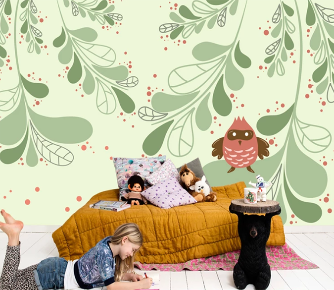 3D Bird Standing Leaf 914 Wallpaper AJ Wallpaper 2 