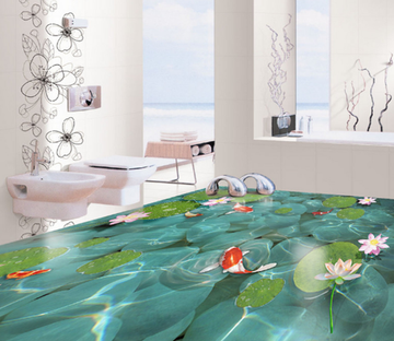 3D Lotus Leaf 096 Floor Mural Wallpaper AJ Wallpaper 2 