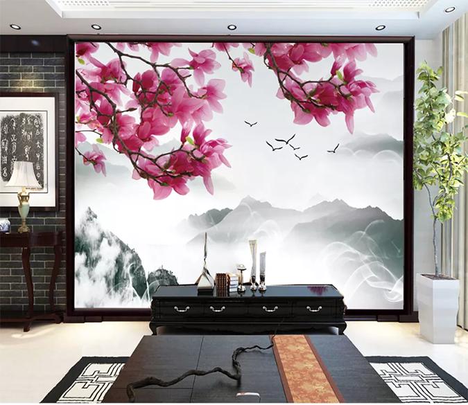 3D Safflower Mountain Hazy 1363 Wallpaper AJ Wallpaper 2 