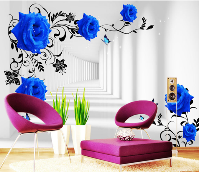 3D Blue Rose 317 Wallpaper AJ Wallpaper 