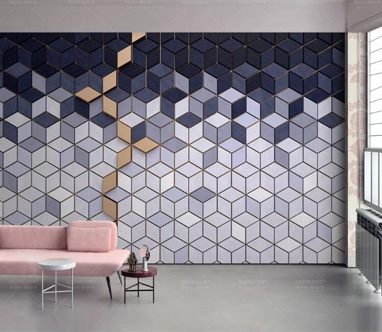 3D Geometric Patchwork WC202 Wall Murals