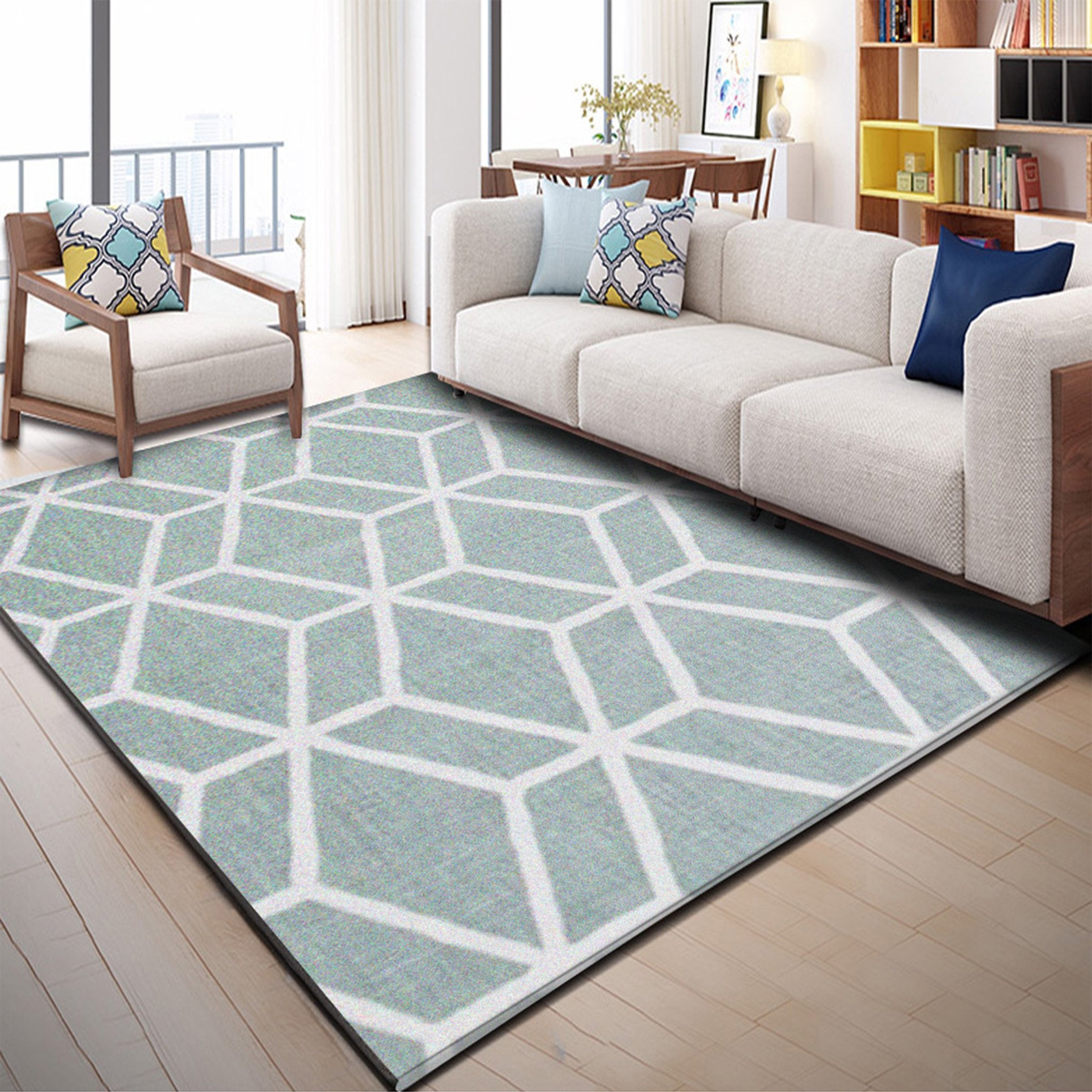 3D Light Green Geometry WG171 Non Slip Rug Mat Mat AJ Creativity Home 