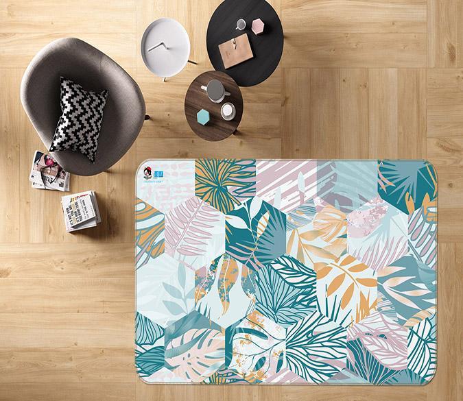 3D Hexagonal Leaves 100 Non Slip Rug Mat Mat AJ Creativity Home 
