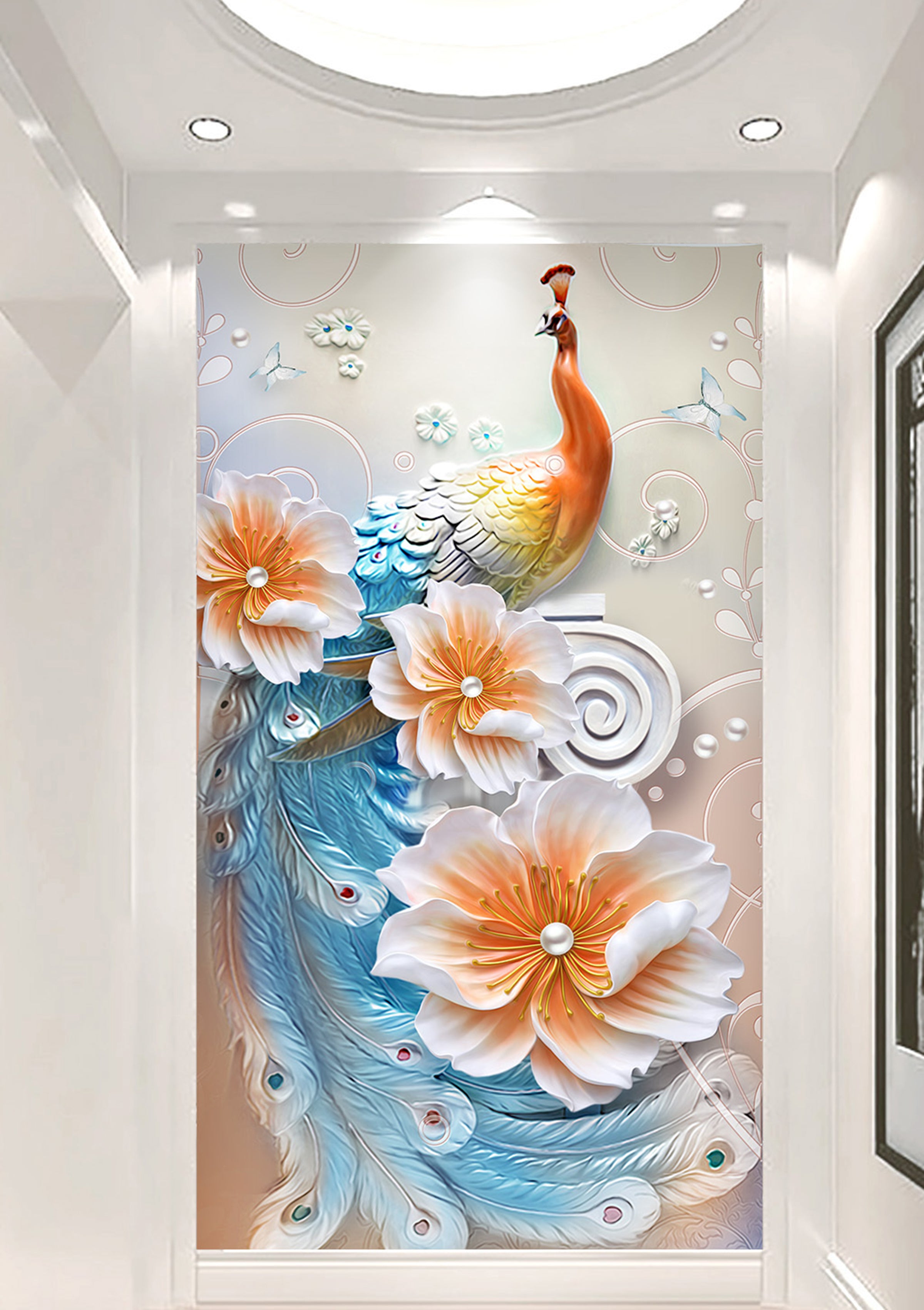 3D Pearl Peacock WG014 Wall Murals