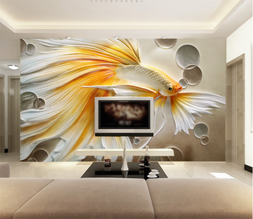 3D Goldfish Bubbles 502 Wallpaper AJ Wallpaper 