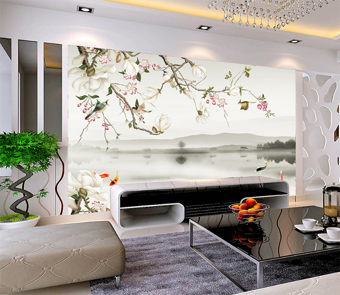 3D Goldfish Flower 096 Wallpaper AJ Wallpaper 