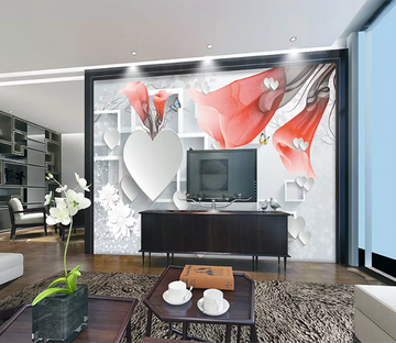 3D Red Lily Butterfly 1180 Wallpaper AJ Wallpaper 2 