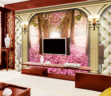 3D Flower Road 010 Wallpaper AJ Wallpaper 