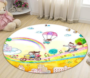 3D Hand Drawn Rainbow 060 Round Non Slip Rug Mat Mat AJ Creativity Home 