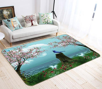 3D Peach Blossom Bird 709 Non Slip Rug Mat Mat AJ Creativity Home 