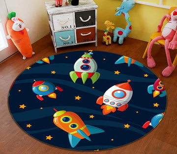 3D Cartoon Rocket 274 Round Non Slip Rug Mat Mat AJ Creativity Home 